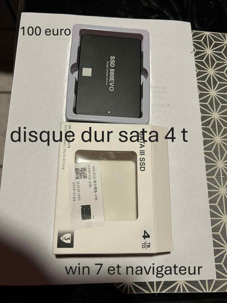 dique dur sata 4 t  avec win 7 et navigateur 100 euro, Computers en Software, Harde schijven, Nieuw, Intern, SSD, SATA, Ophalen