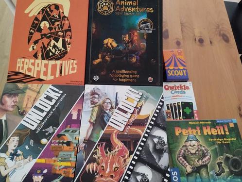Gezelschapsspellen D&D, Qwirkle cards, Petri Heil, ..., Hobby en Vrije tijd, Gezelschapsspellen | Bordspellen, Zo goed als nieuw