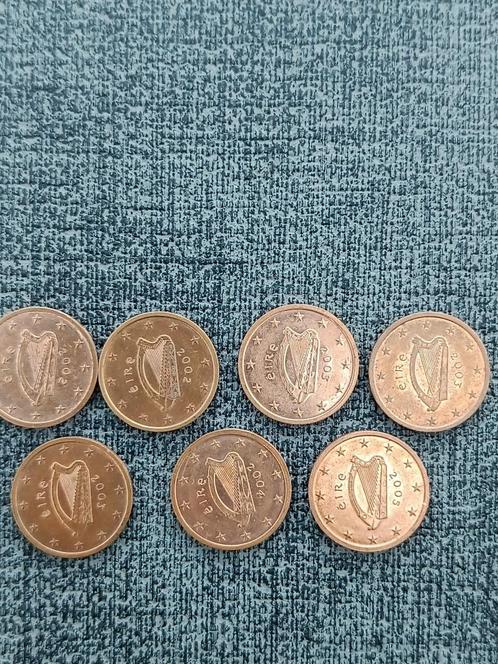 Munten Ierland. 2 cent van 2002 (3x)+2003 (4x)+2004(2x)+2005, Postzegels en Munten, Munten | Europa | Euromunten, Losse munt, 2 cent