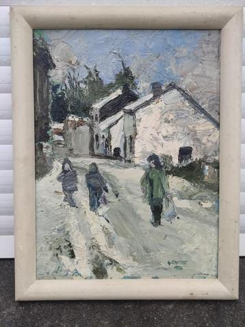 Huile sur toile cartonné signe genotte beschikbaar voor biedingen