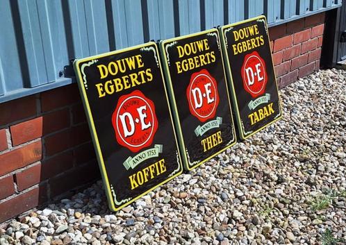 3 delige set emaille borden van Douwe Egberts(reproductie)., Verzamelen, Merken en Reclamevoorwerpen, Nieuw, Reclamebord, Ophalen of Verzenden