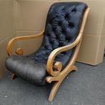 Chesterfield style, vintage, leder relax zetel, lounge stoel, 75 tot 100 cm, Antiek, vintage retro, engels, chesterfield, Gebruikt