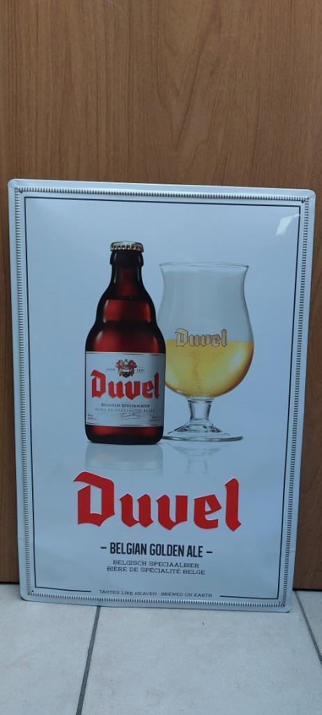 Grand panneau publicitaire Duvel (blanc) 60 x 40 cm, Collections, Marques de bière, Neuf, Panneau, Plaque ou Plaquette publicitaire
