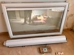Wit pvc raam, elektrisch rolluik, Ophalen, Gevelraam of Ruit, Gebruikt, 80 tot 120 cm
