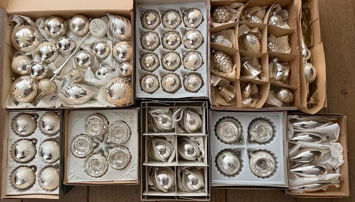 Lot zilveren keestballen, oude kerstversiering,vintage kerst, Diversen, Kerst, Gebruikt, Ophalen