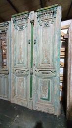 UNIEKE ANTIEKE FRANSE DUBBELE DEUR MET HOUTSNIJWERK 148X275, Antiek en Kunst, Ophalen of Verzenden