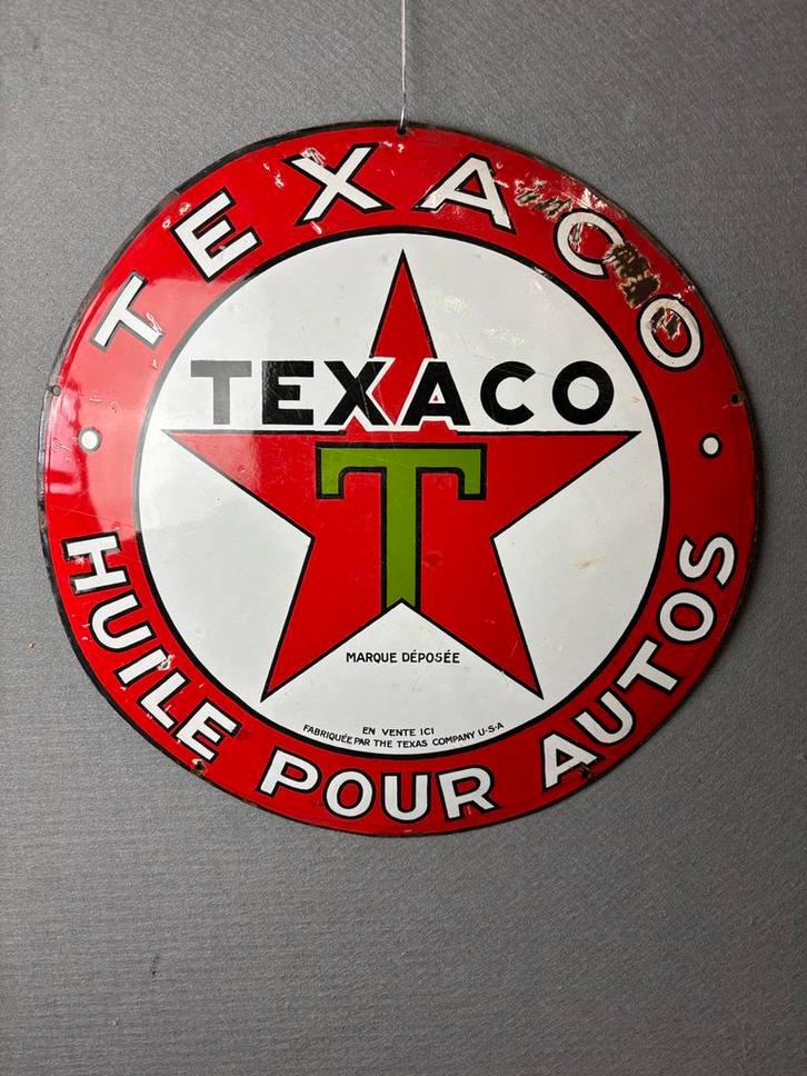 Texaco bol emaille reclamebord 1930-1040, Verzamelen, Merken en Reclamevoorwerpen, Reclamebord, Ophalen of Verzenden