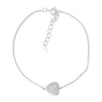 Bracelet fin pendentif forme coeur en argent 925 avec zircon, Bijoux, Sacs & Beauté, Bracelets, Argent, Enlèvement ou Envoi, Argent