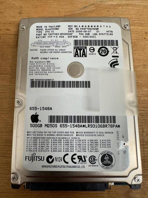 Apple SATA Harde schijf 500GB Macbook Pro 17 inch, Computers en Software, Harde schijven, Gebruikt, Laptop, Intern, SATA, Ophalen