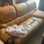 Lederen bank en fauteuil, Ophalen, Zo goed als nieuw, Leer
