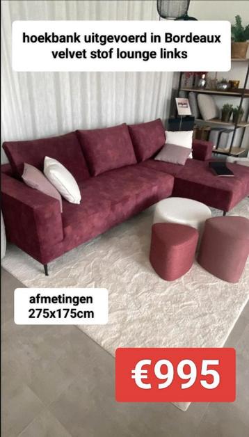 Nouveau canapé d'angle en velours bordeaux, maintenant 9,95€ disponible aux enchères