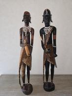 Set van 2 houten afrikaanse beelden, Antiek en Kunst, Kunst | Beelden en Houtsnijwerken, Ophalen