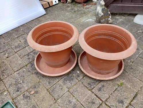 Lot grote bloempotten en schotels in PVC - 1-10€/stuk, Tuin en Terras, Bloembakken en Plantenbakken, Gebruikt, Kunststof, Balkon