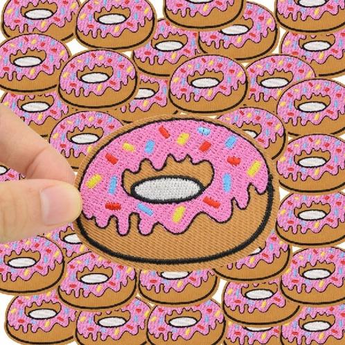 Donut strijkplaatje patch kinderen - 64 x 48 mm, Hobby en Vrije tijd, Kledingapplicaties en Hotfix, Nieuw, Hotfix applicaties