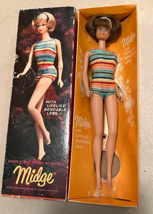 Midge Barbie american girl in doos 1965, Verzamelen, Poppen, Zo goed als nieuw, Ophalen of Verzenden