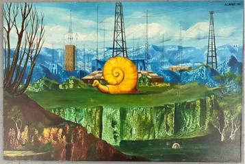 huile sur panneau paysage electrique signe carl prevot, Enlèvement ou Envoi