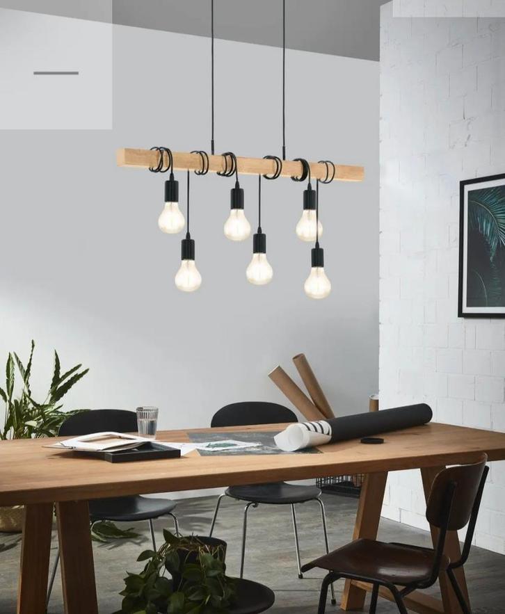 Suspension Eglo, Maison & Meubles, Lampes | Suspensions, Comme neuf, Bois, Métal, Enlèvement ou Envoi