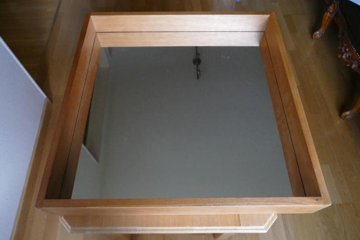 badkamerspiegel spiegel met eikenhouten lijst, Huis en Inrichting, Woonaccessoires | Spiegels, Nieuw, Vierkant, Ophalen of Verzenden