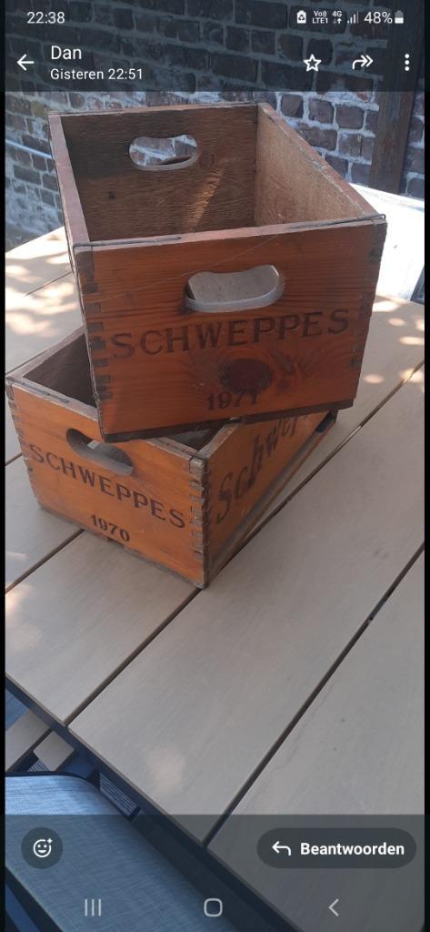 ZELDZAME VINTAGE SCHWEPPES HOUTEN KRATJES (1970-1971), Antiek en Kunst, Curiosa en Brocante, Ophalen