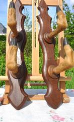 ratelier mural double rangs bois pates de biches, Antiquités & Art, Enlèvement ou Envoi