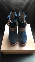 Bottillons Nubuck bleu/cuir brun 39, Comme neuf