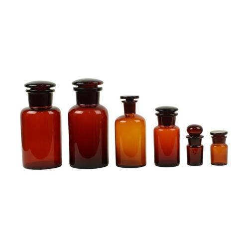 Echte Oude Apotheker Potten Medische Flessen Set Bruin Amber, Antiquités & Art, Curiosités & Brocante, Enlèvement ou Envoi