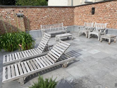 Set van 7 Lister tuinmeubelen, Tuin en Terras, Tuinsets en Loungesets, Gebruikt, Tuinset, Hout, 5 zitplaatsen, Bank, Bijzettafel