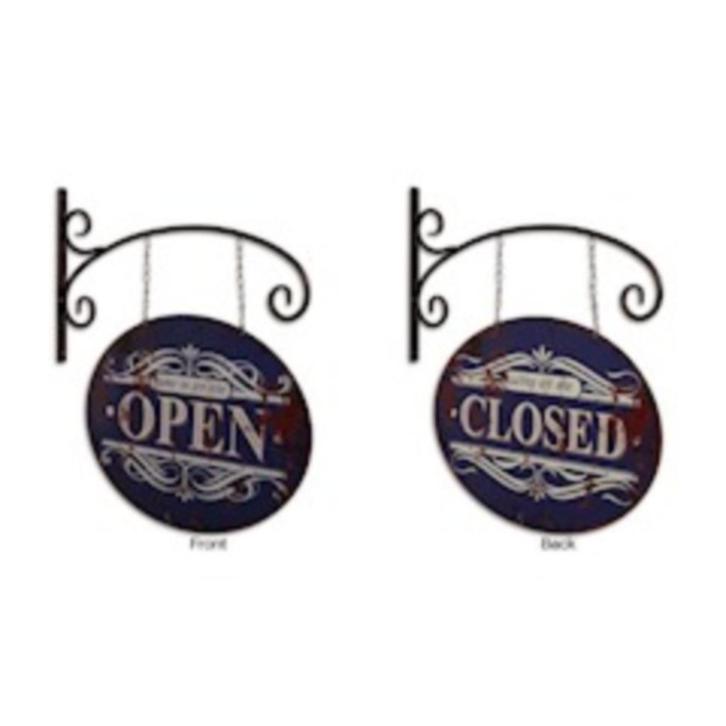 Open / closed ijzeren decoratie bord met bevestiging garage, Verzamelen, Merken en Reclamevoorwerpen, Zo goed als nieuw, Reclamebord