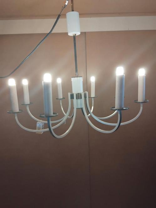 roomkleurige vintage luster, Huis en Inrichting, Lampen | Plafondlampen, Gebruikt, Metaal, Ophalen of Verzenden