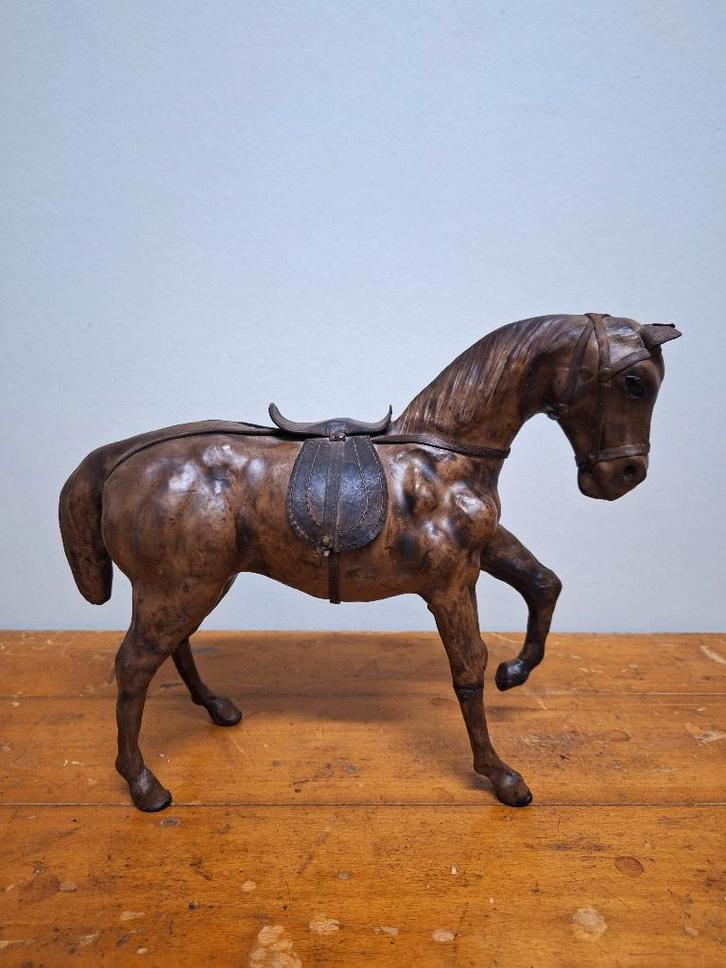 Vintage paardenbeeld bekleed met leer, Antiek en Kunst, Curiosa en Brocante, Ophalen