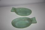 Serax fish & fish 2x groene jadeite green serveer schaal, Huis en Inrichting, Ophalen of Verzenden, Gebruikt, Glas, Schaal of Schalen