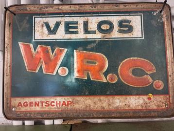 Blikken reclamebordje w.r.c velos agentschap. 36x24cm beschikbaar voor biedingen