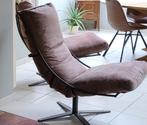 Te koop;  2 stoere bruine draaifauteuils , industriële look!, Industriële look, Comme neuf, Enlèvement, Tissus