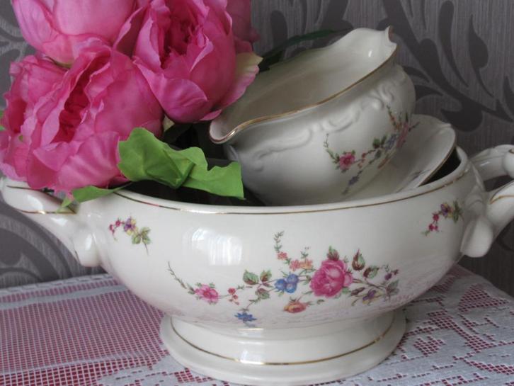 soepkom & sauskom-landelijk-bloementafereel-woonaccesoir-VIN, Huis en Inrichting, Woonaccessoires | Overige, Ophalen of Verzenden