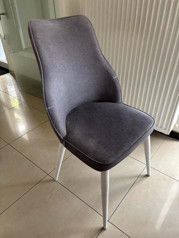 Chaise de salle à manger moderne en tissu gris 6x beschikbaar voor biedingen