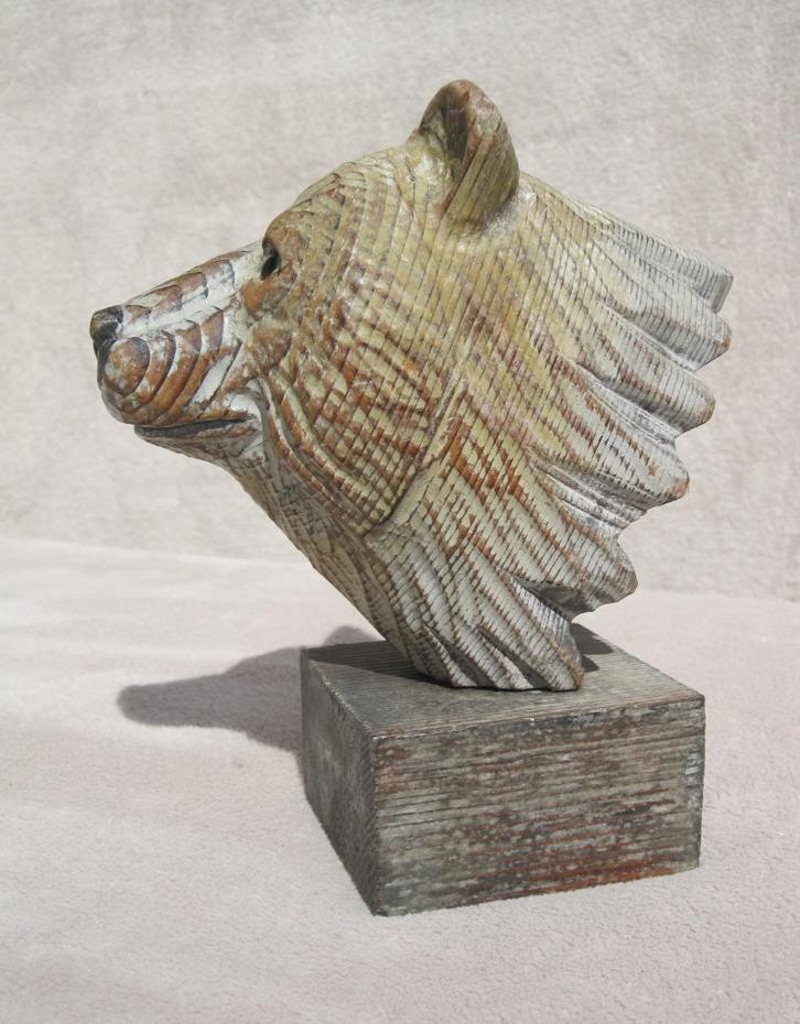 Houten berenkop - bord sculptuur - egel zwarte woud., Antiek en Kunst, Kunst | Beelden en Houtsnijwerken, Ophalen