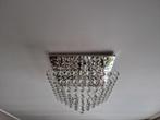 Plafondlamp chroom en glazen pendels incl 8x ledlampje 60cm, Ophalen of Verzenden, Gebruikt, Glas