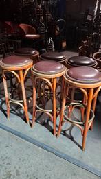 6 bistro cafe thonet krukken vintage NAILS & koper voetring, Ophalen of Verzenden, Hout