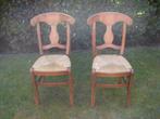 stoelen met rieten zitting in kerselaar, Huis en Inrichting, Ophalen, Gebruikt, Bruin, Riet of Rotan
