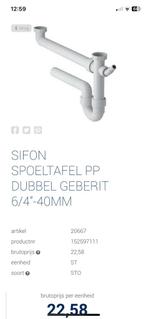 SIFON SPOELTAFEL PP DUBBEL GEB.6/4"-40MM, Ophalen, Nieuw
