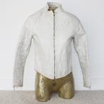 Zeer Mooie Lamsleren Pink Tartan Vintage Jas (XS) € 60,-, Verzenden, Wit, Zo goed als nieuw, Maat 34 (XS) of kleiner
