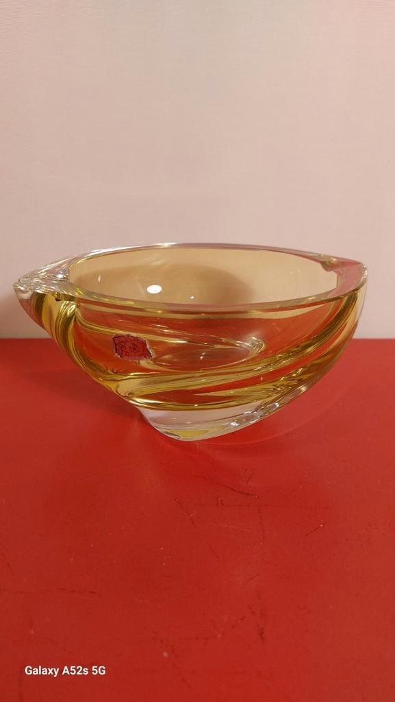 Val Saint lambert asbak in citroen kleur., Antiek en Kunst, Antiek | Glaswerk en Kristal, Ophalen of Verzenden