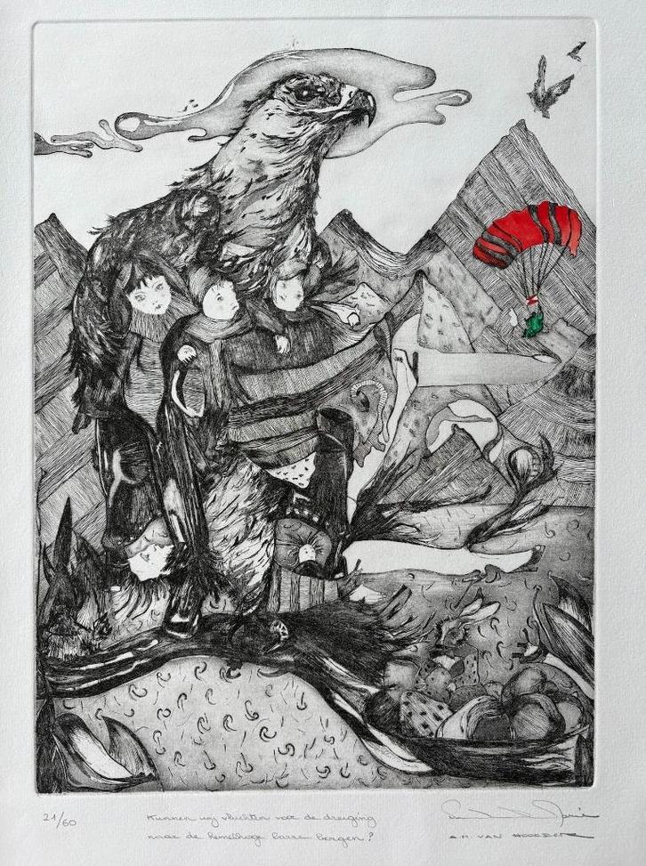 Anne-Marie Van Hoorick - ets, Antiquités & Art, Art | Eaux-fortes & Gravures, Enlèvement ou Envoi