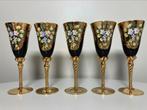 5 x champagne coupe met goudversiering verre de vin, Ophalen