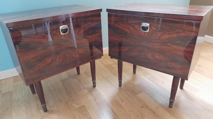 Tables de chevet vintage, Huis en Inrichting, Slaapkamer | Nachtkastjes, Gebruikt, Minder dan 55 cm, Minder dan 45 cm, Hout, Ophalen