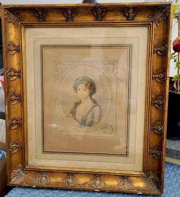 18e eeuwse gravure van een vrouw met tulband  beschikbaar voor biedingen