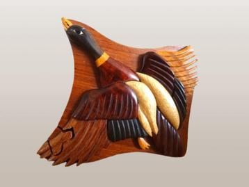 Wooden intarsia puzzle magic jewelry box, duck. Handcarved beschikbaar voor biedingen
