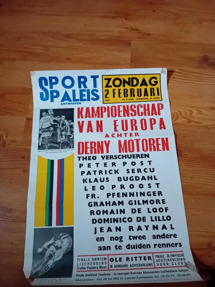 affiche wielrennen, Sportpaleis Antwerpen, Verzamelen, Posters, Gebruikt, Ophalen of Verzenden