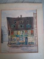 Midcentury watercolour schilderij gesigneerd d. De vries, Antiek en Kunst, Ophalen of Verzenden