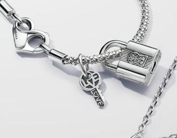 Pandora Hangslot Padlock Zilver en een Rosegoud  disponible aux enchères